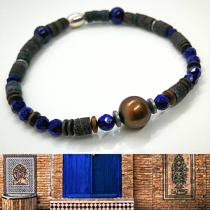 Bracelet perle de culture et lapis lazuli AAA