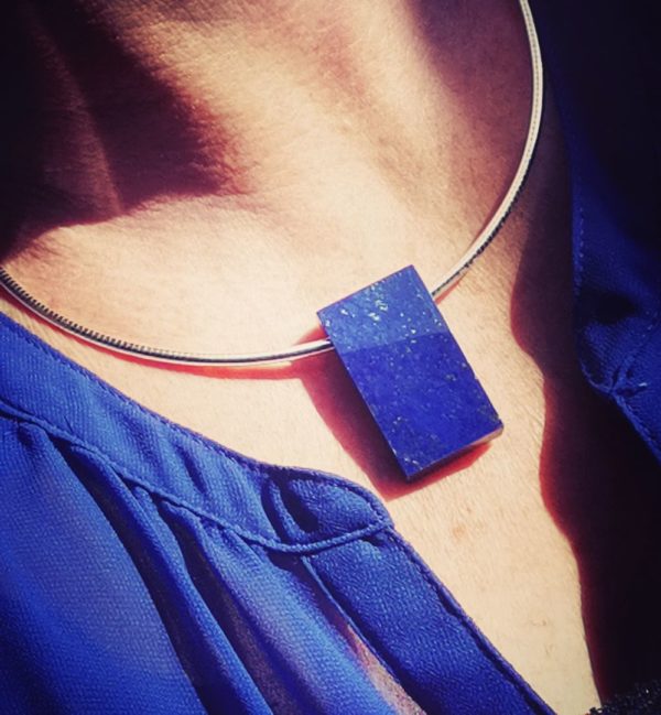 Collier géométrie en lapis lazuli AAA sur argent 925 – Image 2