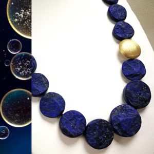 Collier XL en lapis lazuli et argent 925 plaqué or 18 carats.