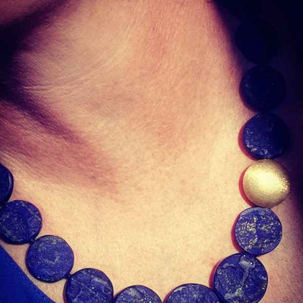 Collier XL en lapis lazuli et argent 925 plaqué or 18 carats. – Image 2