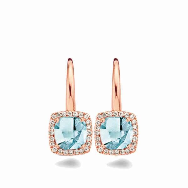BAGUE OR ROSE 18 CARATS TOPAZE BLUE SKY ET DIAMANTS – Image 2