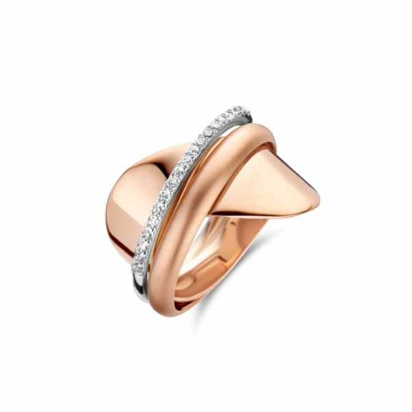 BAGUE VOLUPTE OR ROSE 18 CARATS ET DIAMANTS. Cherbourg