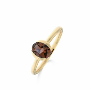 Bague quartz fumé sur or jaune 18 carats
