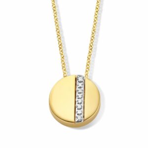 Collier intemporel cercle or jaune 18 carats 1 rang diamants sertis rail