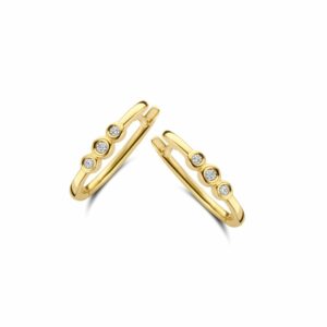 Bijoux d'oreilles 1/2 créoles diamants or jaune 18 carats