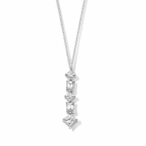 COLLIER PENDENTIF MULTI DIAMANTS OR BLANC 18 CARATS