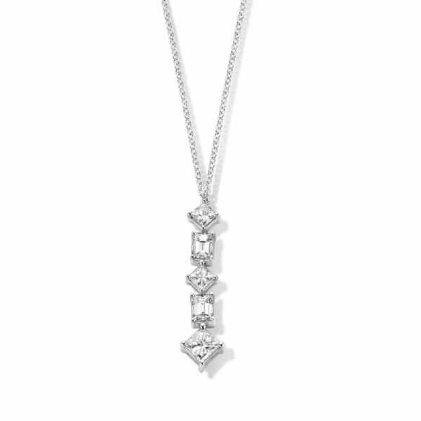 COLLIER PENDENTIF MULTI DIAMANTS OR BLANC 18 CARATS
