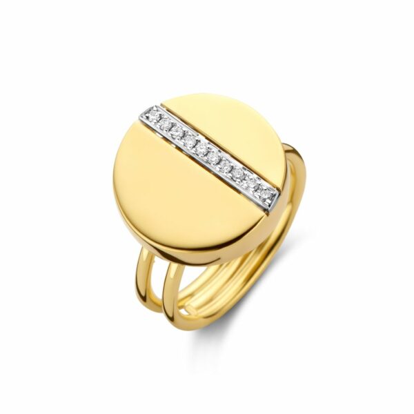 Collier intemporel cercle or jaune 18 carats 1 rang diamants sertis rail – Image 2