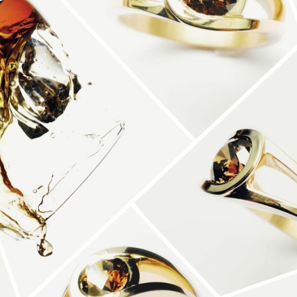 Bague Avalon diamant brun/cognac 1.07 carat or jaune 18 carats – Image 2