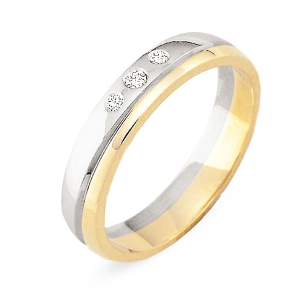 alliance duo bicolore or 18 carats recyclé et diamants