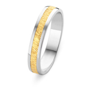 alliance duo bicolore blanc et jaune 18 carats poli/brossé