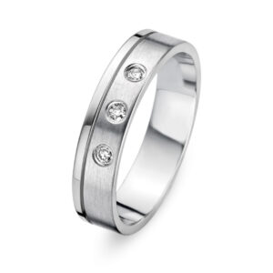 alliance DUO OR BLANC POLI/brossé 18 CARATS ET DIAMANTS