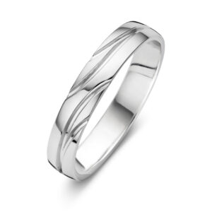 Alliance or blanc 18 carats recyclé motifs poli/mat