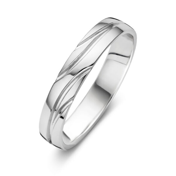 Alliance or blanc 18 carats recyclé motifs poli/mat