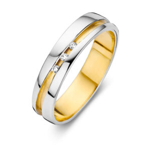Alliance Duo bicolore or 18 carats et diamants