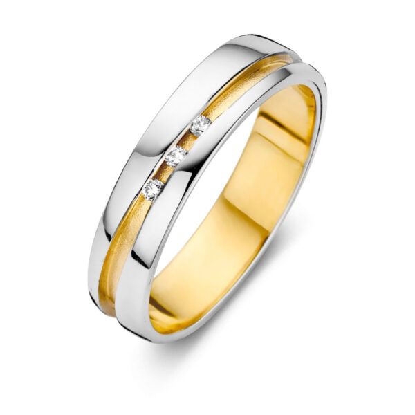 Alliance Duo bicolore or 18 carats et diamants