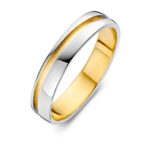 alliance duo or blanc poli et jaune mat 18 carats recyclé