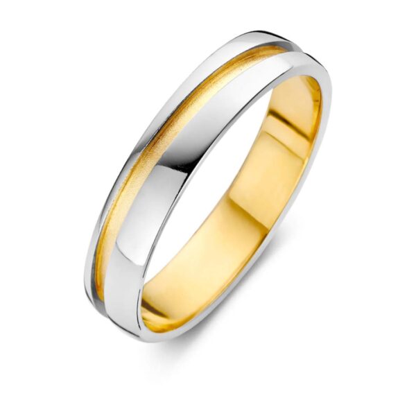 alliance duo or blanc poli et jaune mat 18 carats recyclé