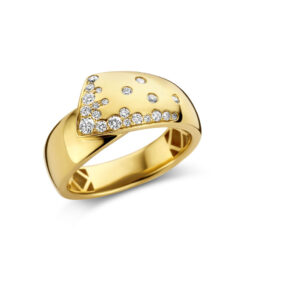 Bague Drapée or jaune 18 carats pavage diamants