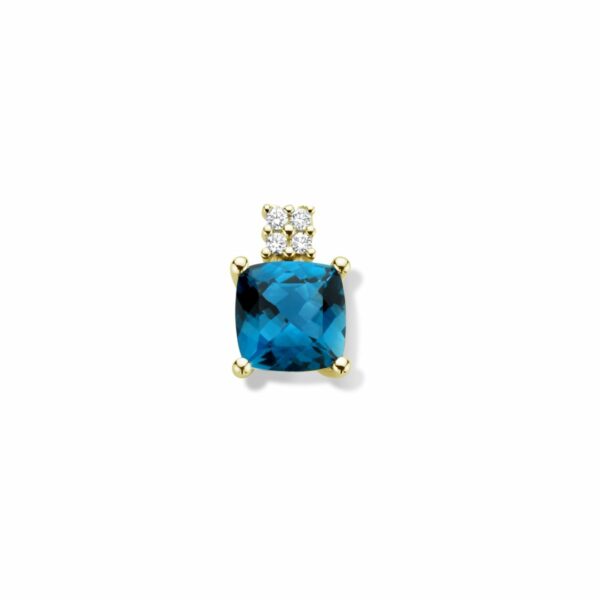 Bague coussin topaze blue london or blanc 18 carats et diamants – Image 3