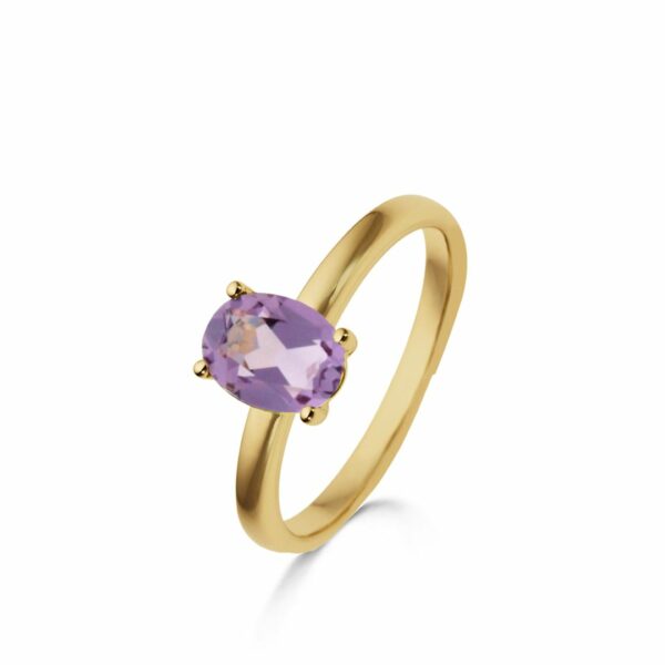 Bague Solitaire 4 griffes Topaze Blue London or jaune 18 carats – Image 4