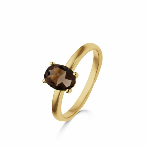 Bague Solitaire 4 griffes Topaze Blue London or jaune 18 carats – Image 3