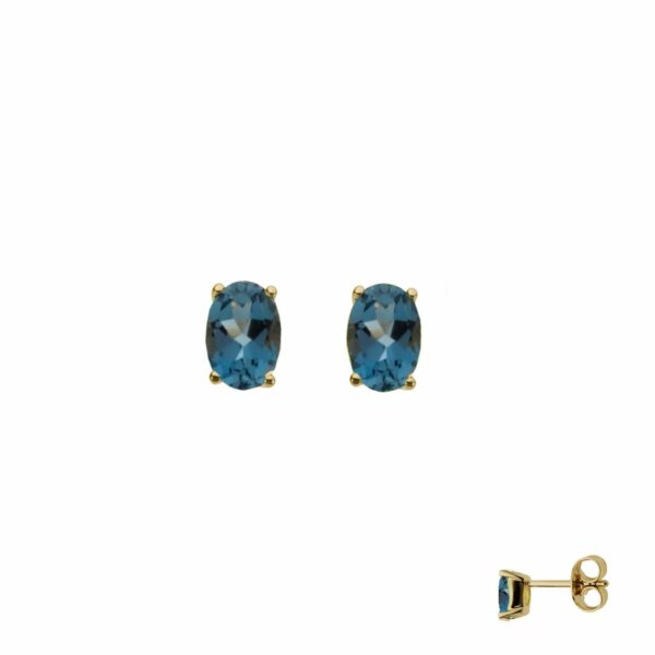 Bague Solitaire 4 griffes Topaze Blue London or jaune 18 carats – Image 5
