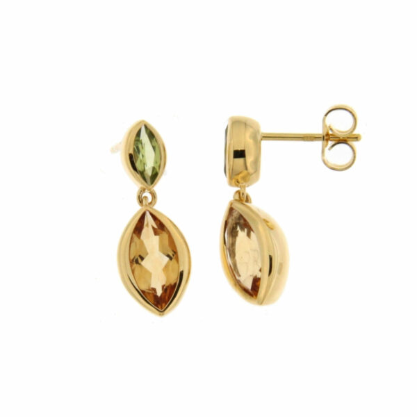 Bague DUO toi et moi citrine et péridot or jaune 18 carats 750/000 ème – Image 2