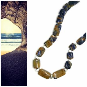 Collier "Terre & mer 1" sodalite marron et argent 925 brossé