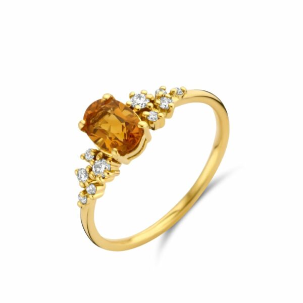 Bague PERIDOT ovale ET DIAMANTS OR JAUNE 18CARATS – Image 2