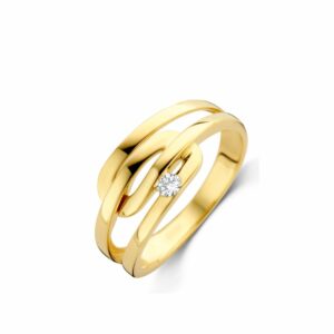 BAGUE MULTI-FILS OR JAUNE 18 CARATS ET DIAMANT