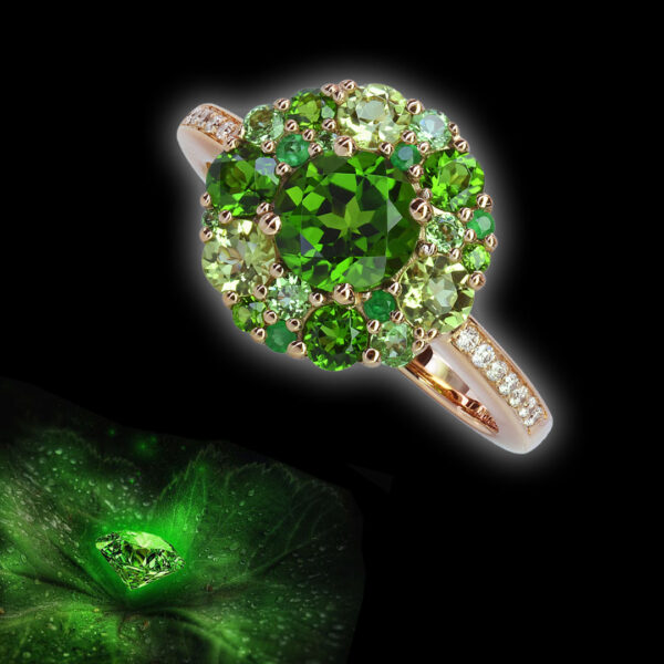 Bague Emotion ronde Isabelle Langlois Grenat, rhodolites, saphirs de couleur et diamants – Image 7