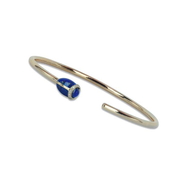 PENDENTIF KEPHRI LAPIS LAZULI ET DIAMANTS OR ROSE 18 CARATS ISABELLE LANGLOIS – Image 4