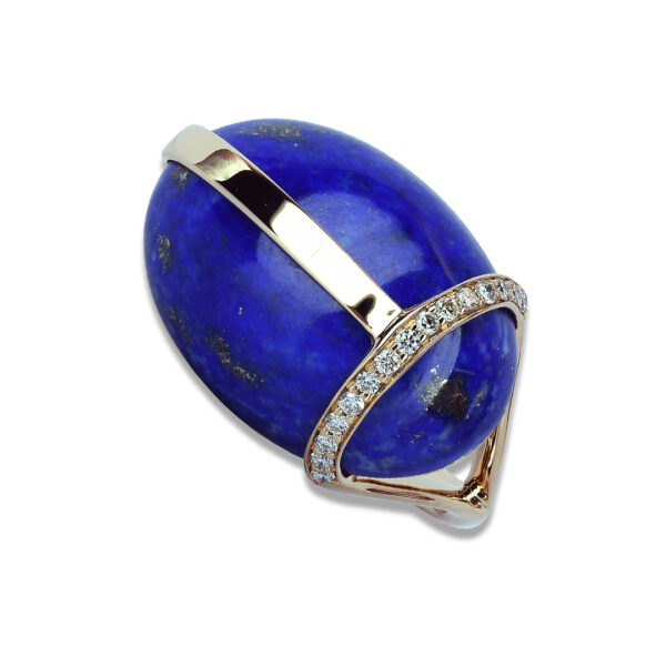 PENDENTIF KEPHRI LAPIS LAZULI ET DIAMANTS OR ROSE 18 CARATS ISABELLE LANGLOIS – Image 2