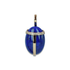PENDENTIF KEPHRI LAPIS LAZULI ET DIAMANTS OR ROSE 18 CARATS ISABELLE LANGLOIS