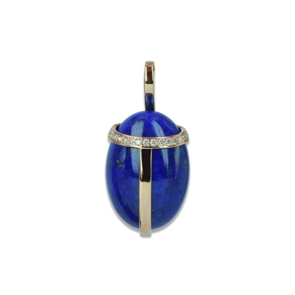 PENDENTIF KEPHRI LAPIS LAZULI ET DIAMANTS OR ROSE 18 CARATS ISABELLE LANGLOIS