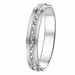 Bague alliance brossée et ciselée or blanc 18 carats 750/000ème palladié