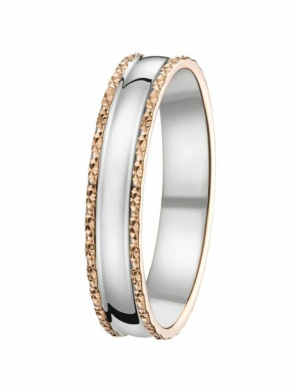 Alliance mariage bicolore or blanc et rouge 18 carats 750/000 – Image 5