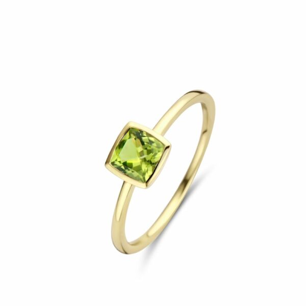 Puces d'oreilles mini coussin péridot or jaune 18 carats – Image 10