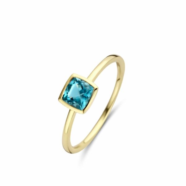 Bague parenthèse topaze blue london facettée sur or jaune 18 carats 750/000ème – Image 3
