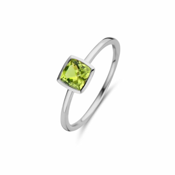 Puces d'oreilles mini coussin péridot or jaune 18 carats – Image 9