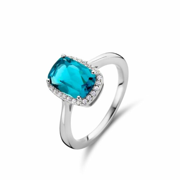 Bague argent 925 oxyde tourmaline bleue verte entourage – Image 4