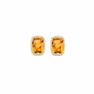 bijoux boucles d'oreilles argent 925 plaqué or citrine imitation et oxydes zirconium