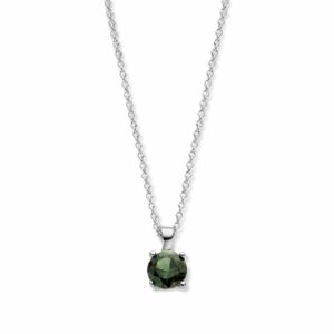collier pendentif solitaire oxyde saphir vert argent 925