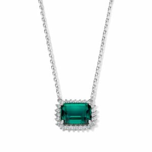 collier argent 925 oxydes tourmaline bleue verte taille émeraude