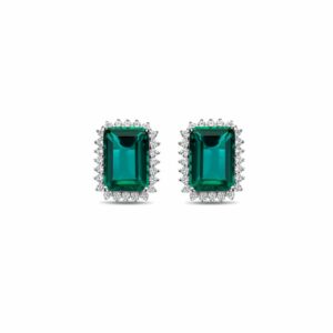 Boucles d'oreilles argent 925 oxyde tourmaline bleue verte