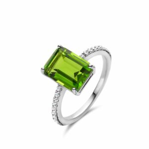 bague argent 925 oxyde zirconium vert péridot