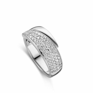 Bague drapée argent 925 et oxydes zirconium