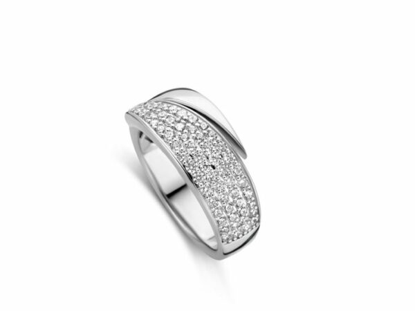 Bague drapée argent 925 et oxydes zirconium