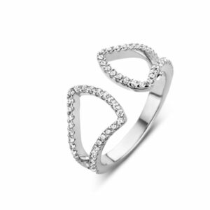 Bague ouverte argent 925 et oxydes zirconium